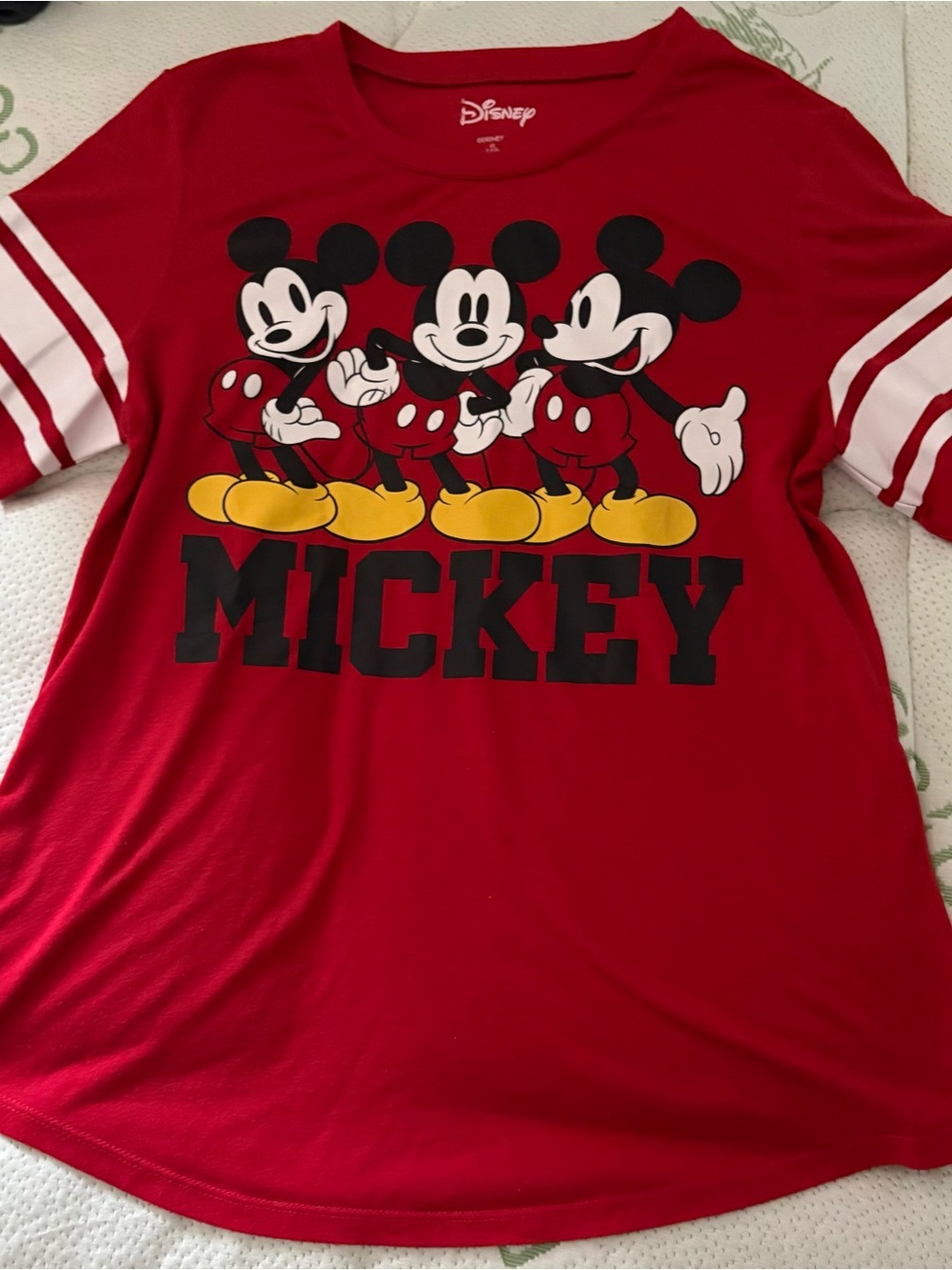 Disney Red Mickey Trio Graphic Tee with Yellow Accents